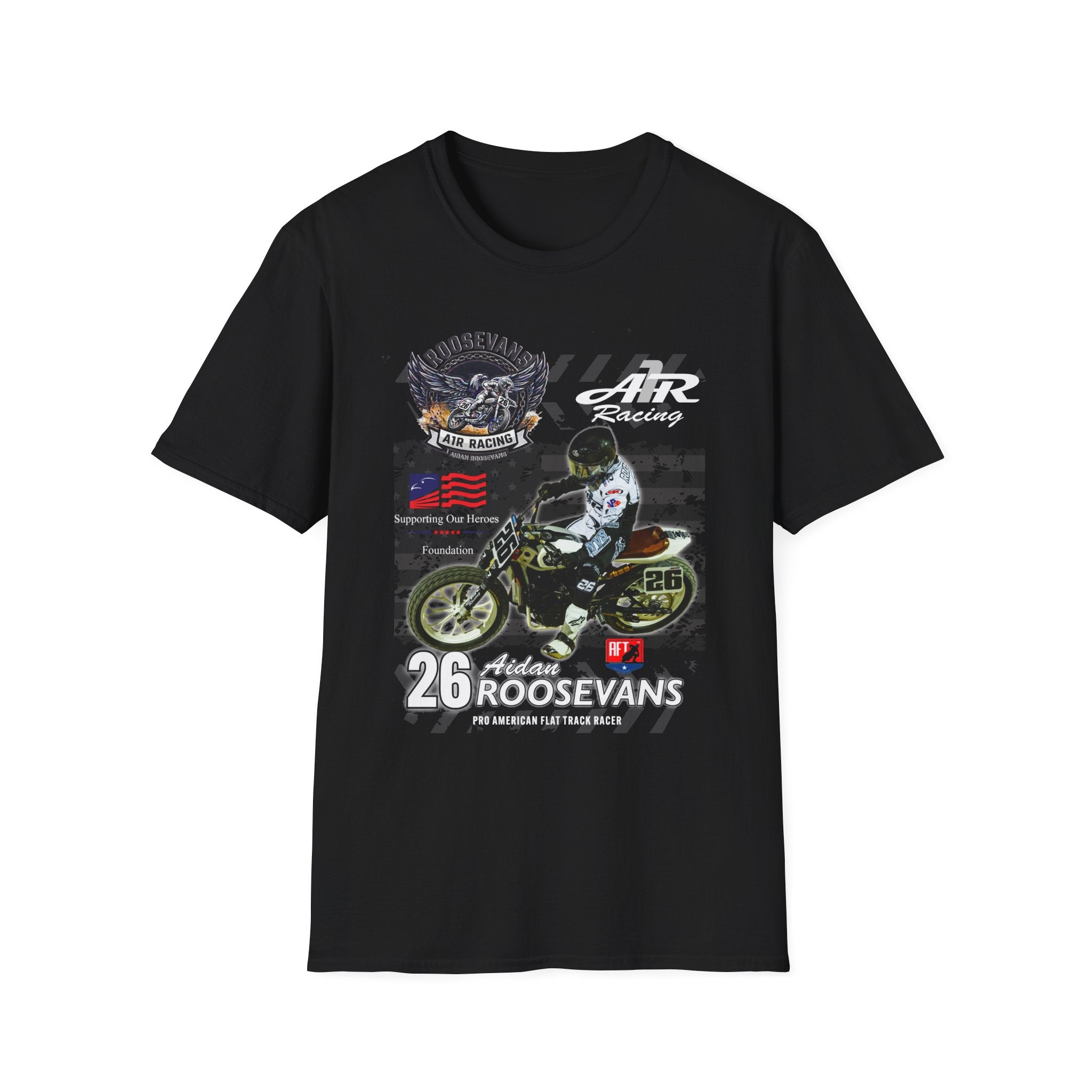 Aidan RoosEvans “Stars, Speed & Flat Track” T-Shirt (Black)