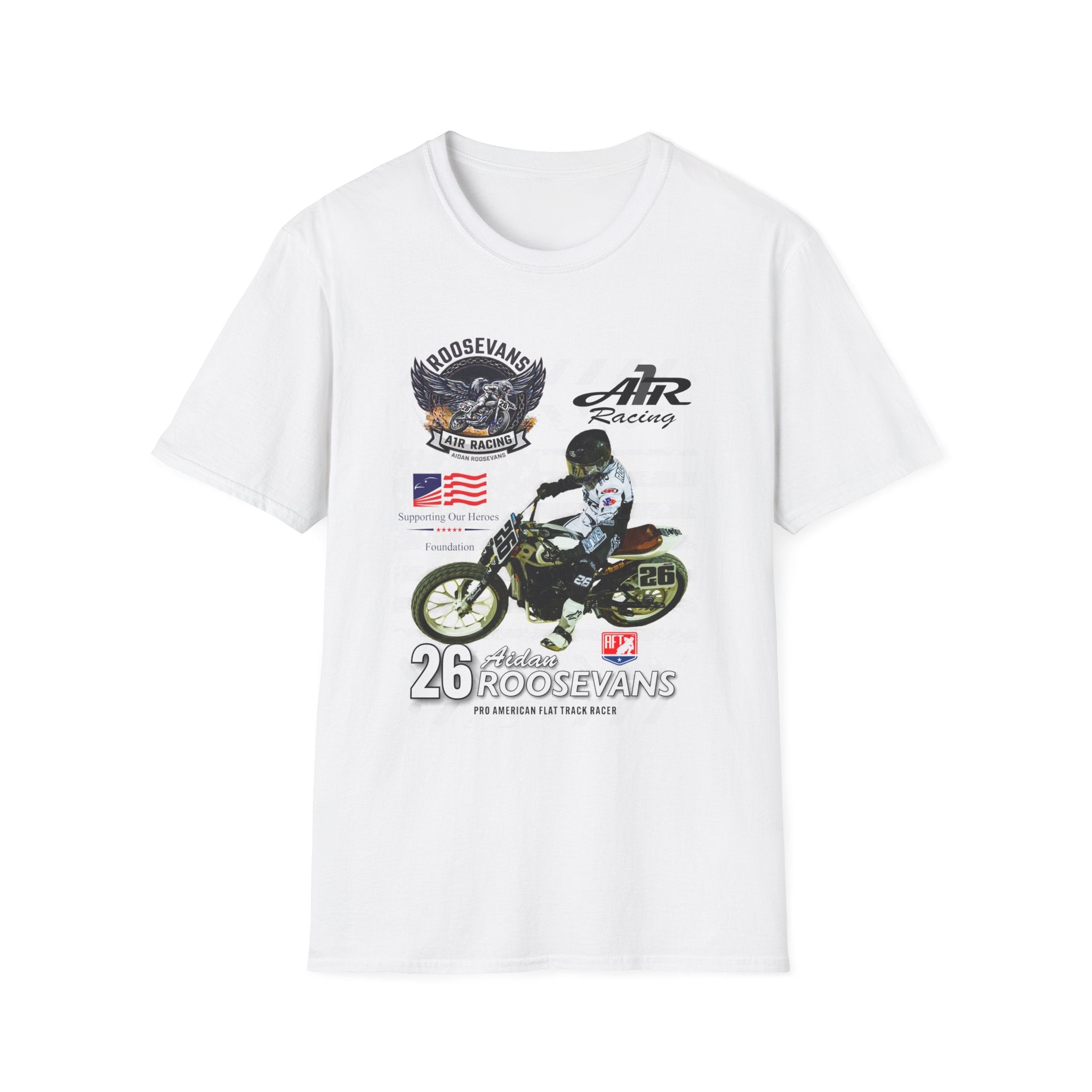 Aidan RoosEvans “Stars, Speed & Flat Track” T-Shirt (White)